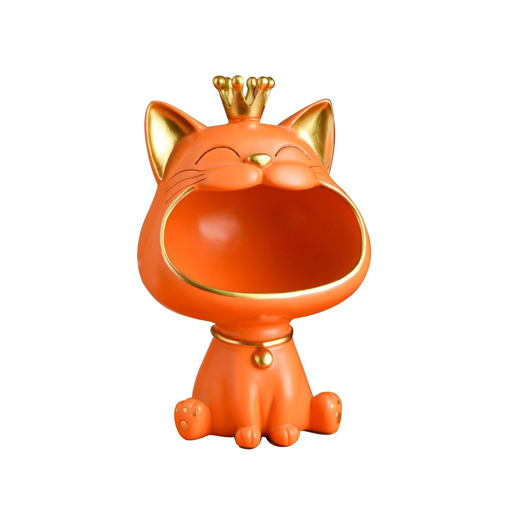 porte clés bijoux chat couronne moderne noir rouge blanc souriant opacité