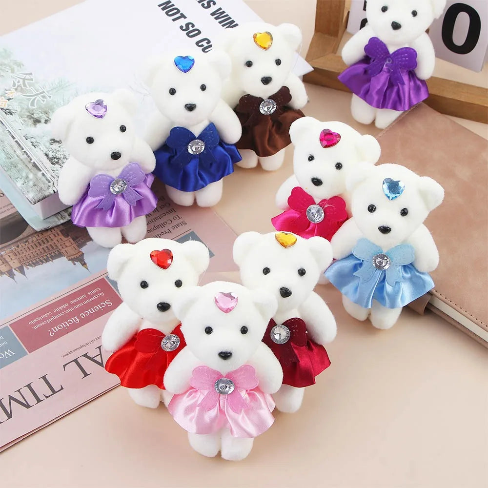 ours peluche blanc doux velouté rubans strass coeurs couronne dorée décoration anniversaire mariage