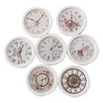 horloges murales vintage rétro blanc noir rouge beige rose vert fleurs chiffres romains mécanisme