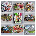 aimants réfrigérateur mexicains sombreros guitares cactus motifs floraux animaux exotiques souvenirs traditionnels multicolores