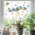 Autocollant oiseaux et fleurs pour fenêtre salle de bain