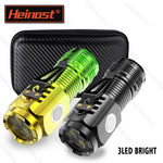 lampe torche rechargeable led vert jaune noir rayures verticales clip ceinture distance éclairage 100