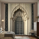 rideaux arc marocain motif architectural beige clair noir gris décoration maison islamique decoration opaque