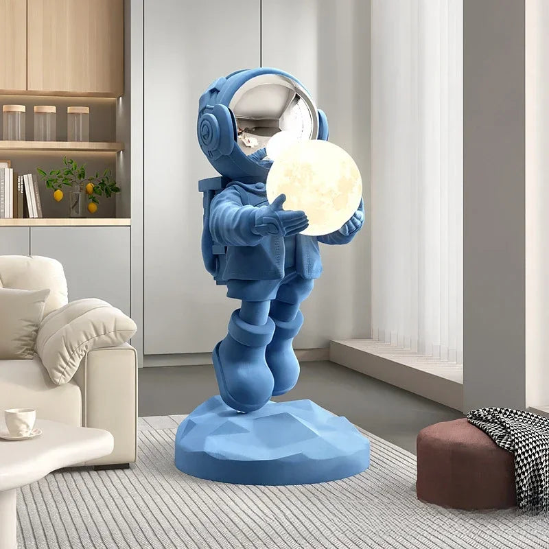 statuette astronaute résine moderne minimaliste rose bleu blanc marron violet opaque