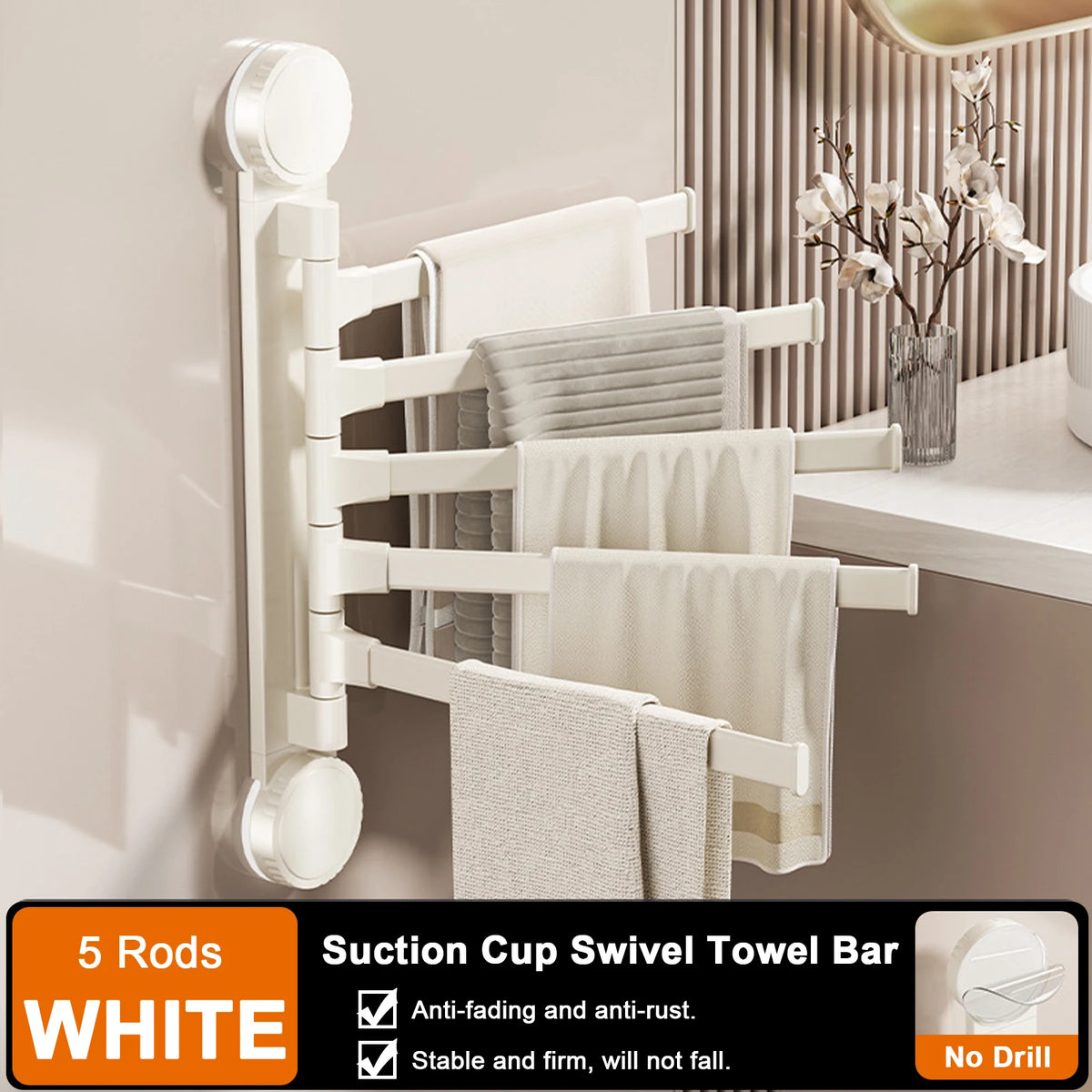 porte serviettes pliable moderne aluminium blanc texture tissée adhésif salle bains brosse dents serviettes