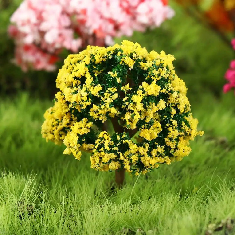 miniatures résine arbres feuilles fleurs vert jaune rose blanc paysage décoratif simulationextérieur