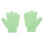 gants bain exfoliants doux microfibre violet rose jaune bleu vert