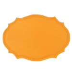 tapis table moderne bleu vert orange gris marron cuir bordure ornée respectueux environnement
