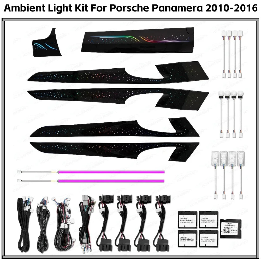lumière ambiante dynamique couleur Porsche Panamera 2010 2016 kit moderne étoiles points lumineux noir