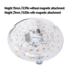 module led circulaire jaune support transparent industriel câbles bleus blancs trois points fixation métalliques