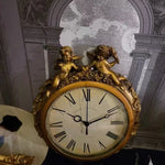horloge murale résine vintage or ange décorations romantique volutes chambre salon