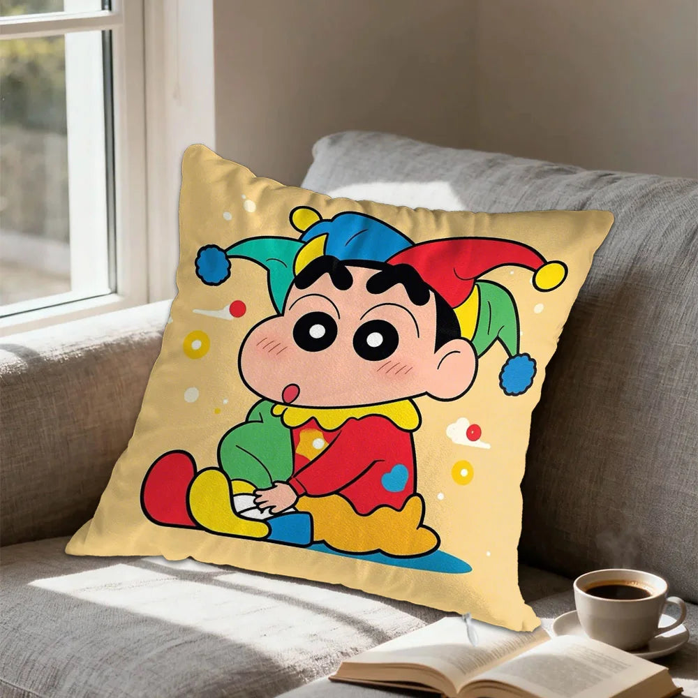 housse coussin carrée décorative dessin animé shin chan blanc lit salon maison