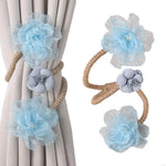 boucles rideau violet rose bleu clair blanc fleurs tulle noeuds corde opaques décoratifs