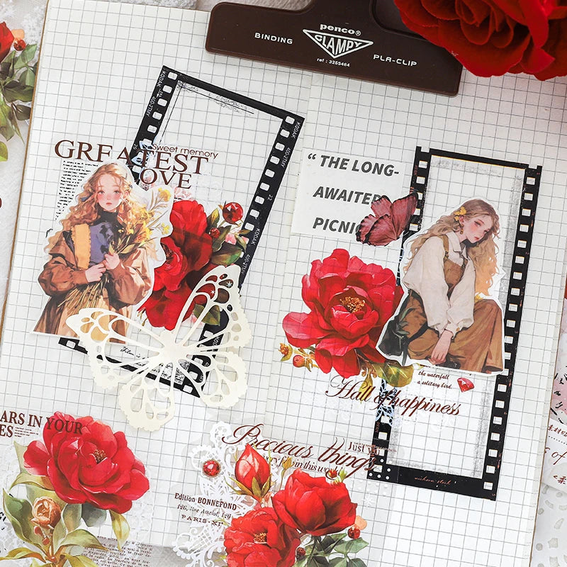 autocollants fleurs papillons texte adhésifs scrapbooking diy fournitures romantique vintage 10 pièces