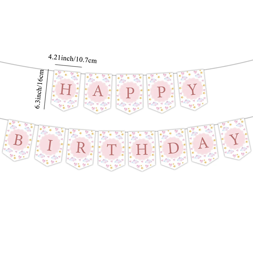 décoration fête licorne stickers autocollants toppers cupcakes bannières étiquettes colorées enfants illustrations