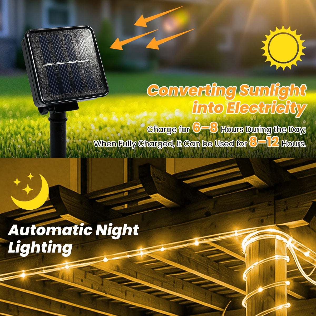 guirlande lumineuse solaire extérieure étanche led jardin terrasse décoration Noël arbre pelouse moderne transparente