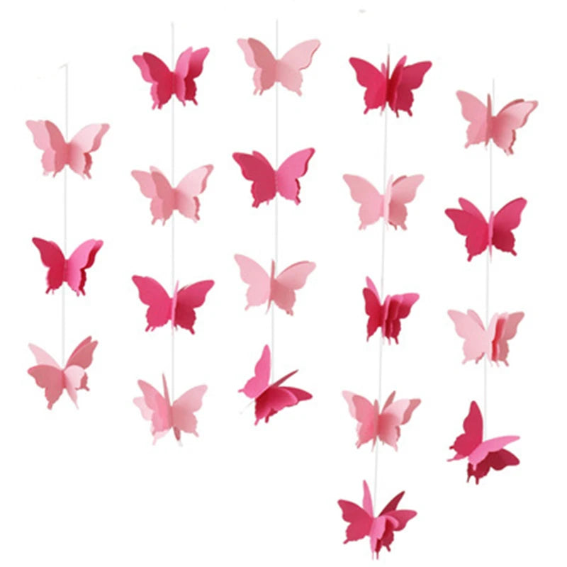 guirlande papillons 3d rouge jaune vert bleu violet rose orange anniversaire mariage fête
