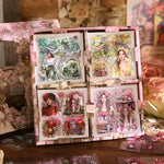 sticker floral vintage romantique rose beige jaune vert rouge blancscrição