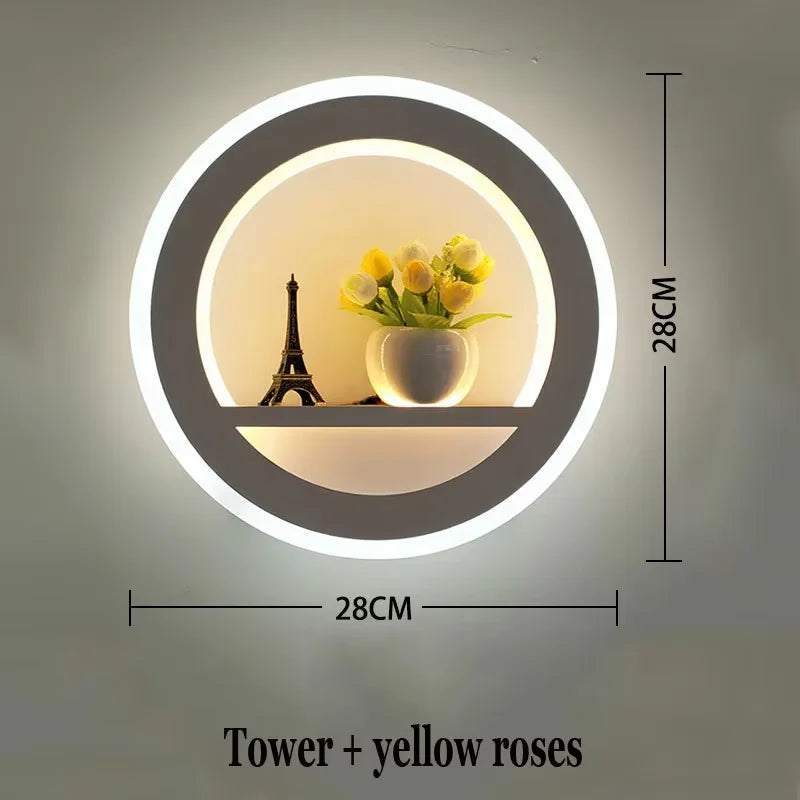 lampe murale led moderne blanche adhésive chambre salon éclairage maison nordique rond lumineux