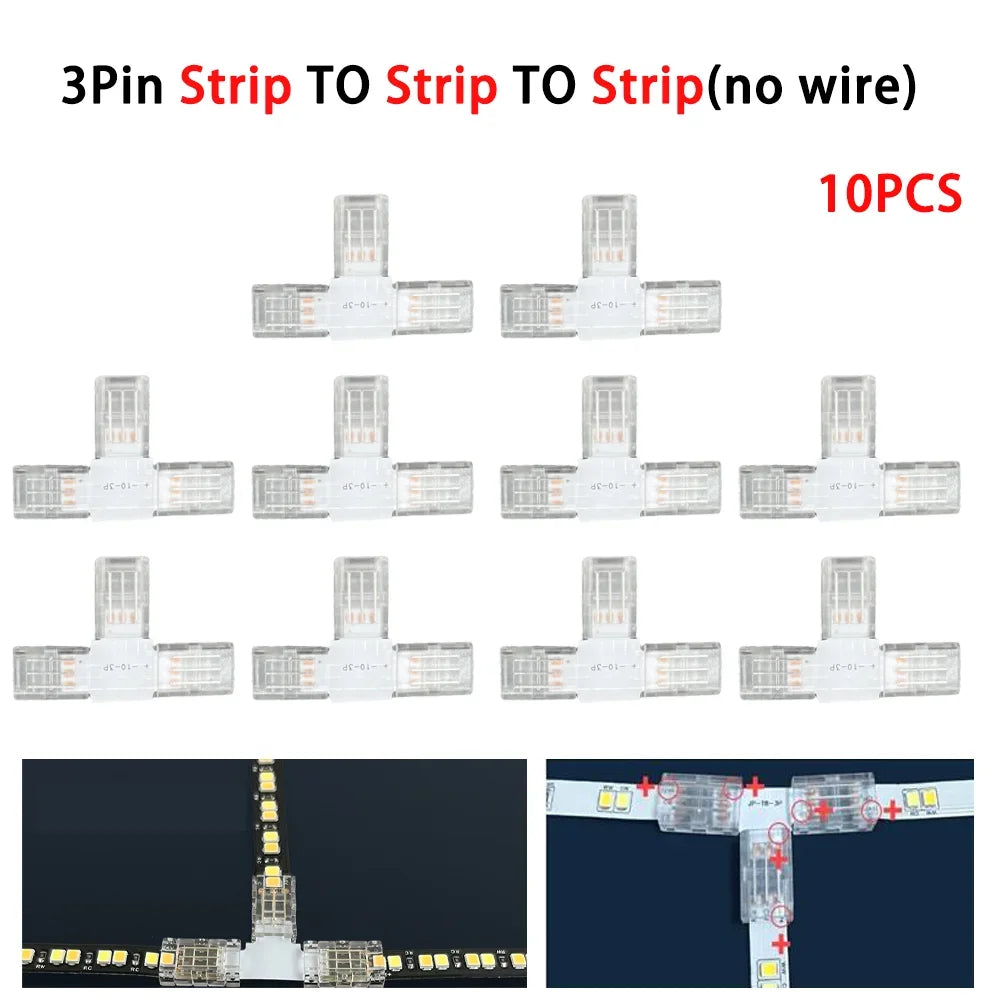 connecteur led broches transparent clips ruban led universel rgb 10mm 12v cecerohsul