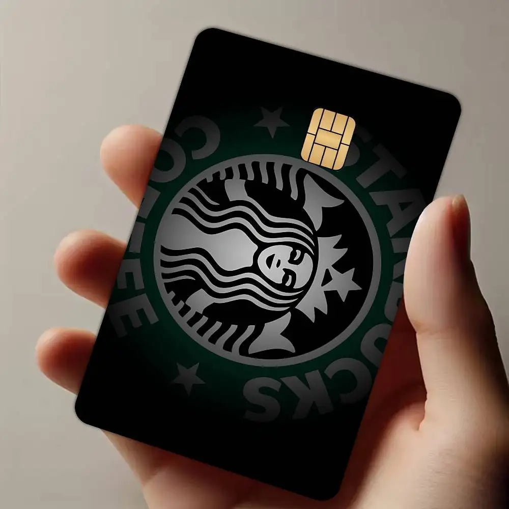 autocollant protection carte bancaire logo starbucks motif graphique moderne waterproof réutilisable