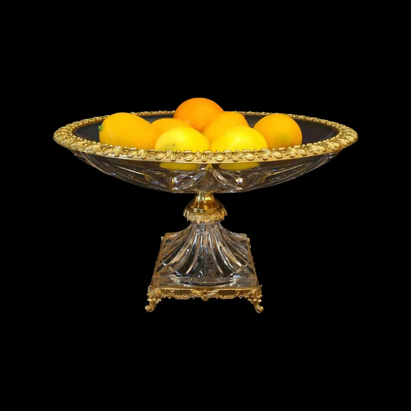 bol fruits pied transparent doré décoration élégante cristal métal vintage classic deco