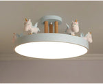 lampe moderne licorne rose blanche bleue chambre enfant coiffes fleurs