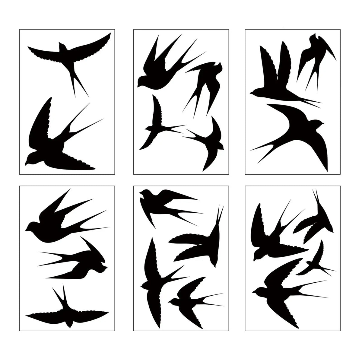 stickers fenêtre oiseaux noirs anti collision graphiques minimalisme maison deco pvc adhésifs anti choc