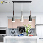 Suspension lumineuse moderne têtes noir blanc gris pendentif conique mat chambre cuisine