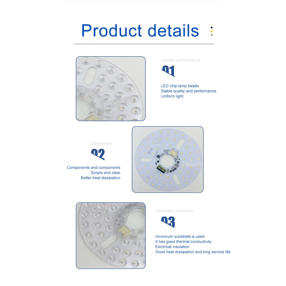 plaque led circulaire 15w 18w 24w blanc perforée modernes diodes vis fixations