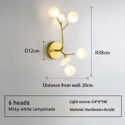 luminaire suspendu moderne branches dorées boules lumineuses salon chambre décoration intérieur luxe