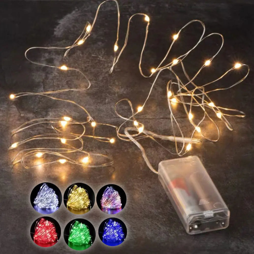 guirlande lumineuse led fil cuivre batterie décoration mariage noël fête extérieur étanche multicolore blanc