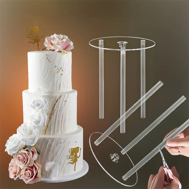 supports gâteau transparents modernes tailles différentes 12 16 20cm barres verticales inclusecake standmulticouchesdiy