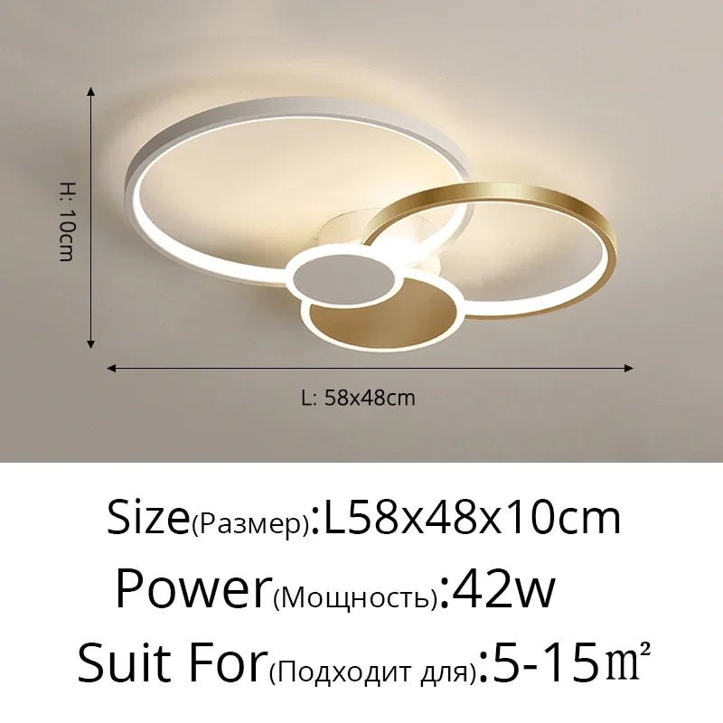 plafonnier moderne led noir blanc doré circulaire géométrique chambre salon