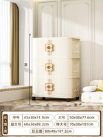 meuble rangement moderne armoire beige clair grille dimensions roulettes 45x30x71.9cm