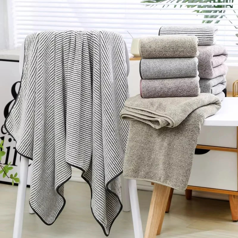 serviettes bain fibre bambou rayées moderne gris clair absorbantes rapide séchage lavage machine qualité