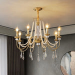 lustre doré cristal classique suspension ampoules led pendeloques semiopaque salle reception