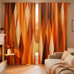 rideau imprimé géométrique orange marron salon moderne triangles opaques