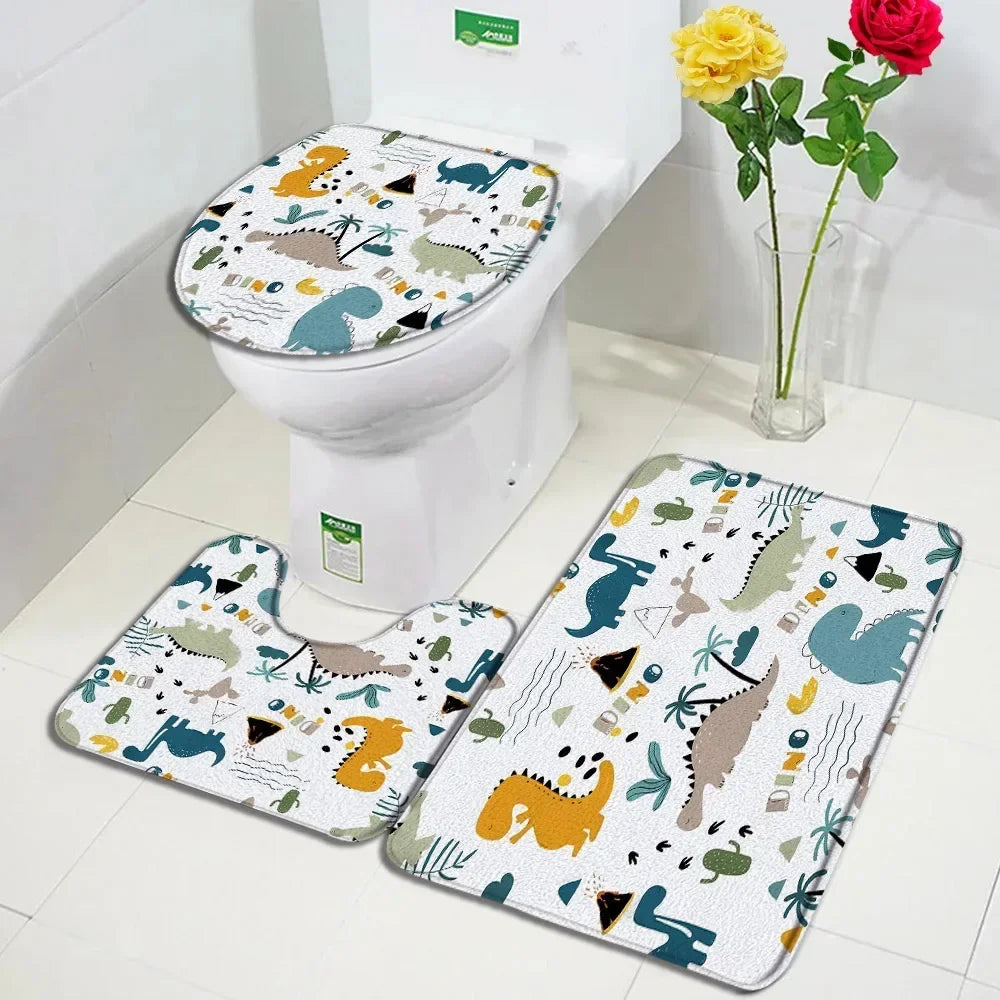 tapis toilette multicolore motifs animaux modernes adhésifs salle bain couvre siège deux sols