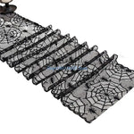 nappe halloween araignées toile dentelle noire table decoration gothique opaque 30x100cm polyester coton