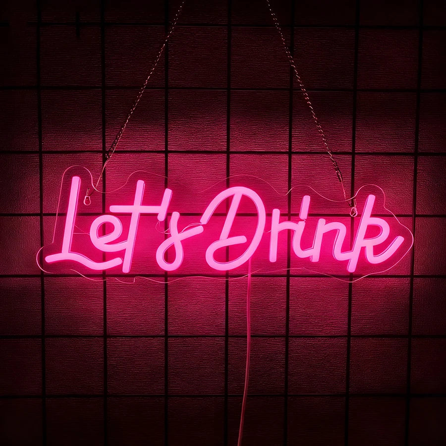 néon lumineux lettrage cheers vin lettres drink blanc rouge bleu rose moderne décoration chambre