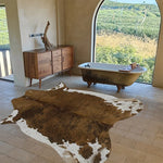 tapis acrylique marron blanc texture naturelle rustique dimension 140x160cm