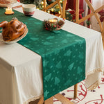 chinois table noël rouge vert brodé arbre maison fêtes classique polyester
