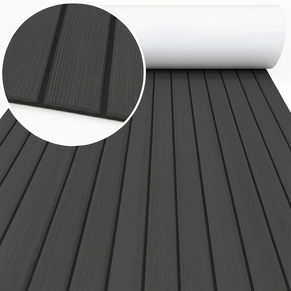 tapis sol bateau mousse eva antidérapant auto adhésif bleu clair noir rayures moderne