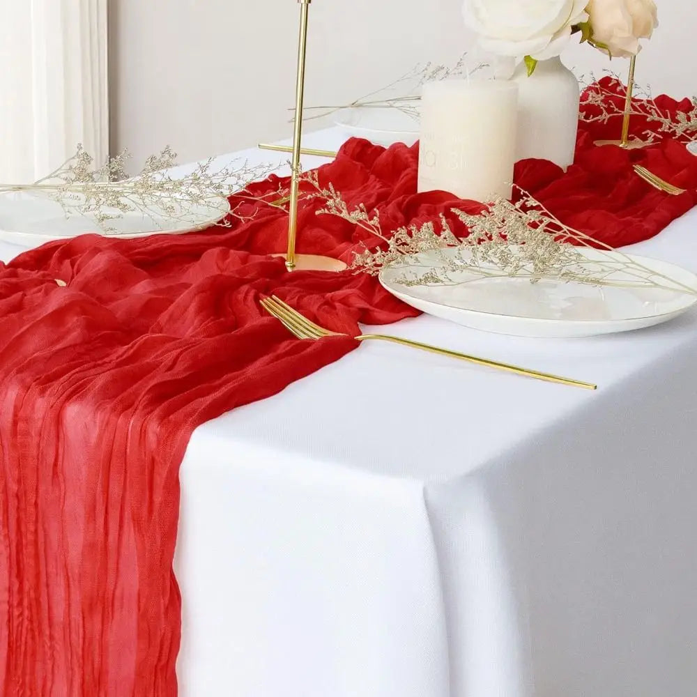 chemin table plissé décoratif élégant blanc rose vert salle manger maison