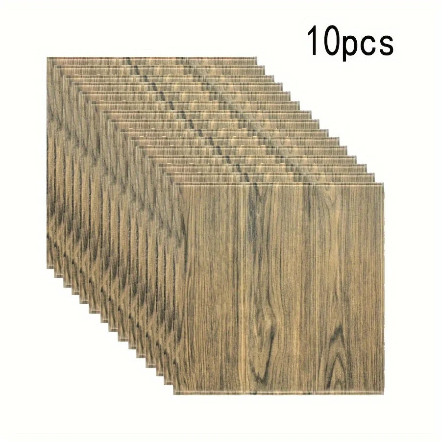 panneaux décoratifs autoadhésifs bois naturel moderne grisclair brunfoncé résistants humidité moisissures 35cmx35cm