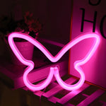 néons lumineux papillon cœur rose bleu violet blanc moderne décoration anniversaire noël mariage chambre