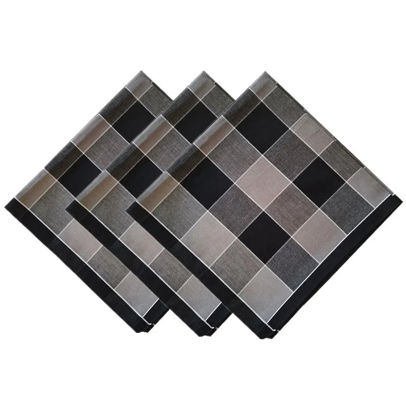 serviettes carrées coton carreaux noir blanc gris classiques modernes homme table manger