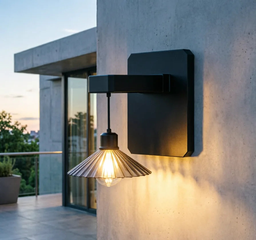 lampe murale moderne noire plissée éclairage d'ambiance extérieur étanche ip65
