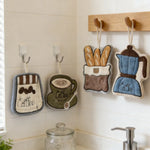 poignées cuisine décoratives motifs tasses cafetière bleu beige marron blanc opaques
